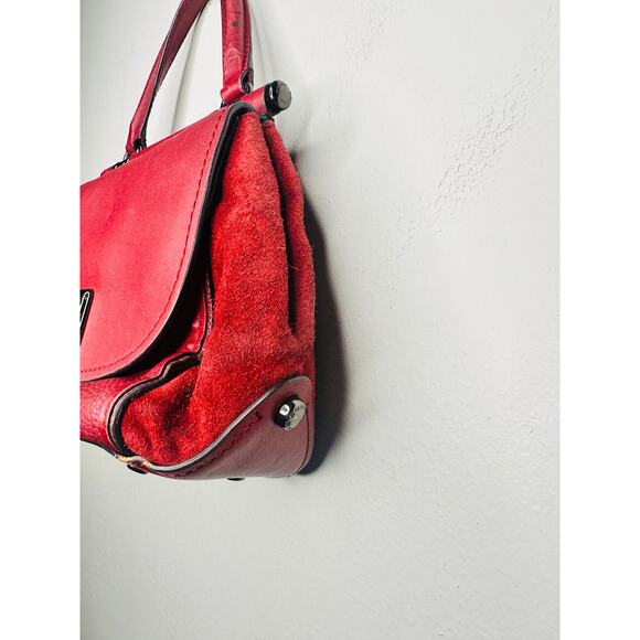 COACH Rustic Red Pebbled Leather Turnlock Closure Drifter Top Handle Hand Bag - Picture 6 of 11